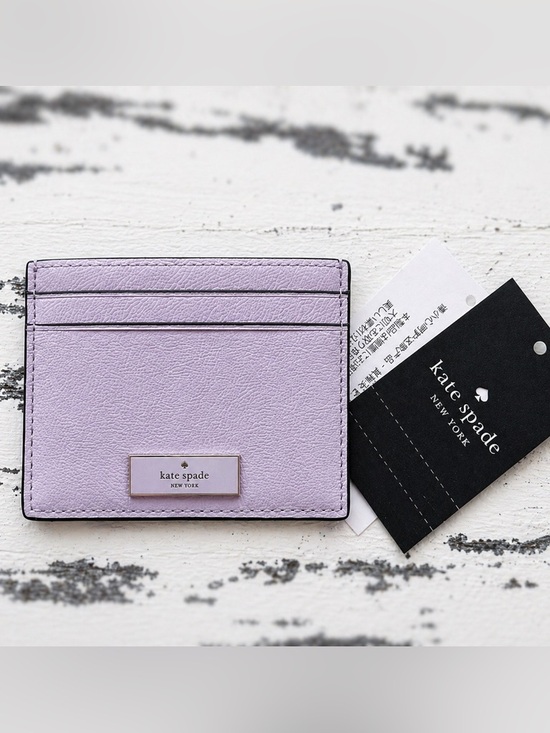 kate spade Accessories - kate spade Lilac Leather Card Holder with Silver Logo
